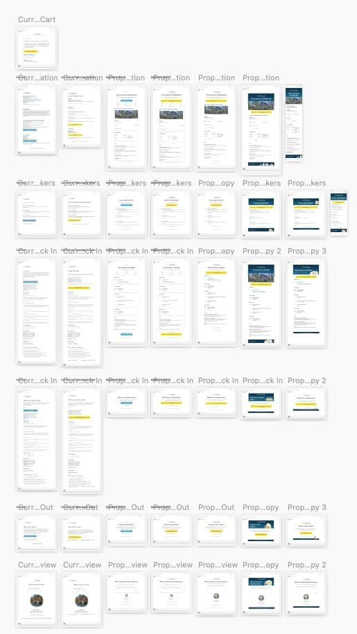 Grid of redesigned guest email screens