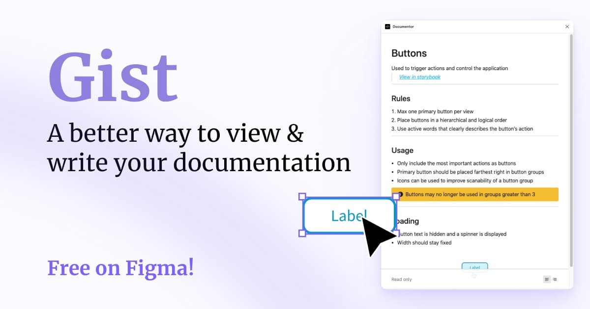 Gist marketing card showing the plugin's documentation panel